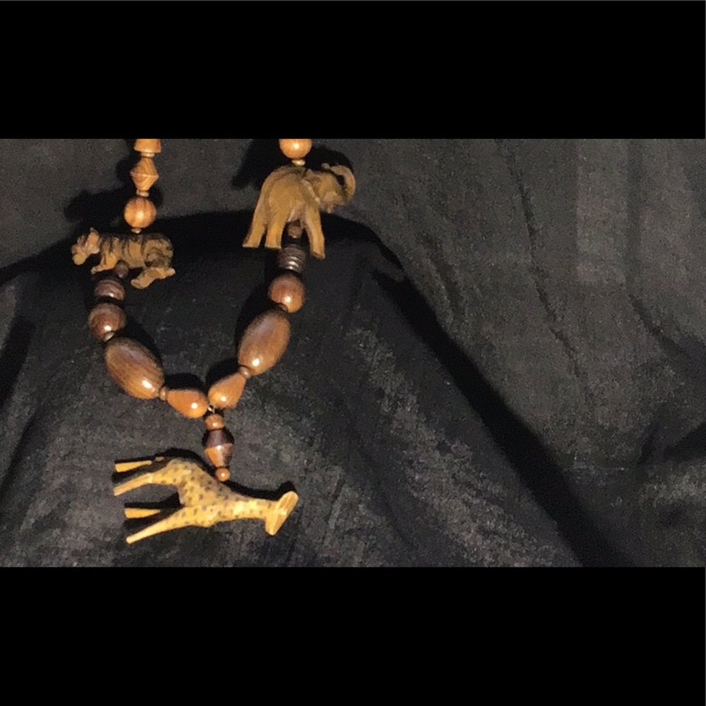 Vintage carved Brown Animals Necklace